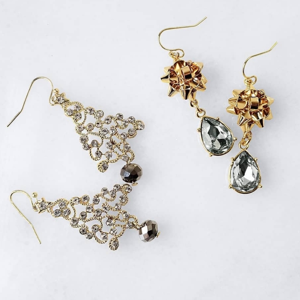 Crystal Bow Dangle Earrings